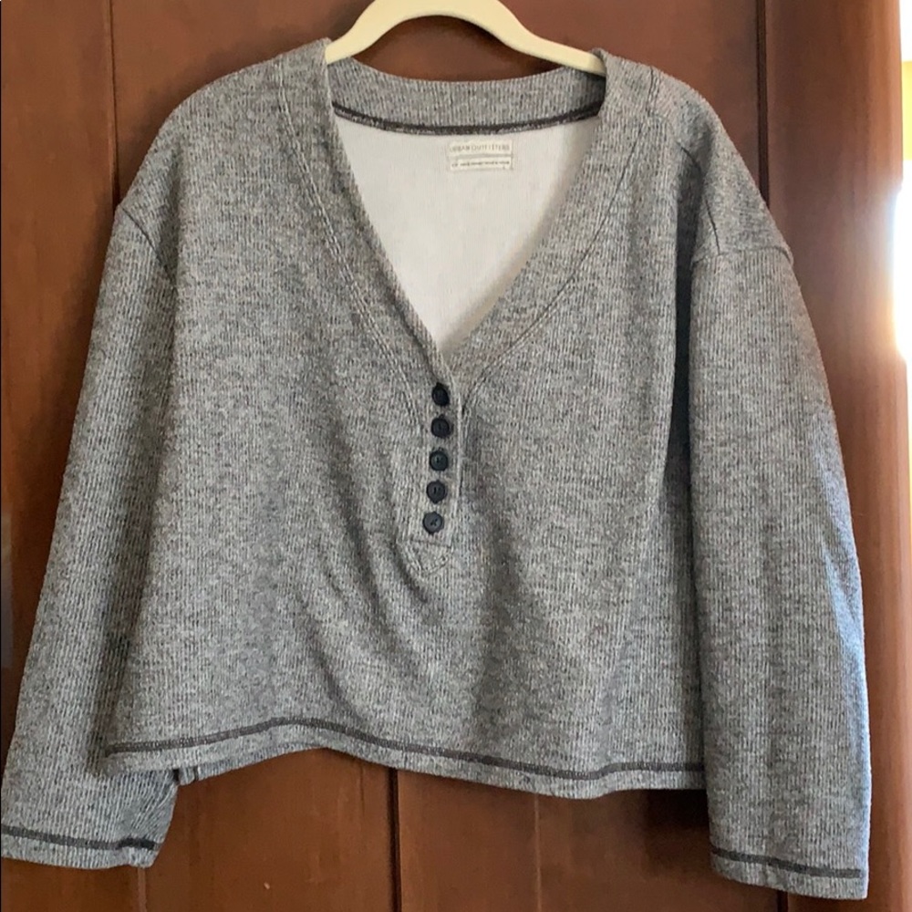 UO button cropped boxy sweater